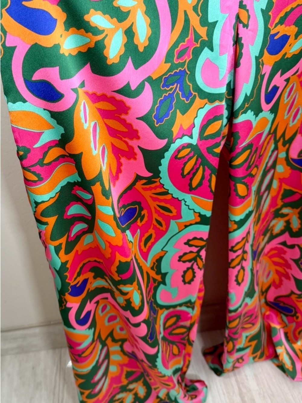 Sugarlips Pink & Green Floral Halter Wide-Leg Jumpsuit - Picture 9 of 15